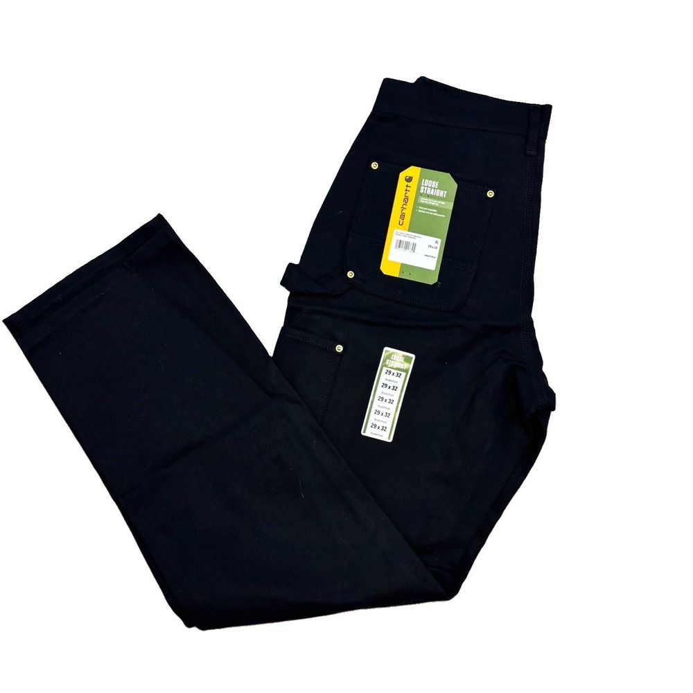Carhartt Mens Size 29 x 32 Loose Straight Duck Double Knee  Work Pants Black